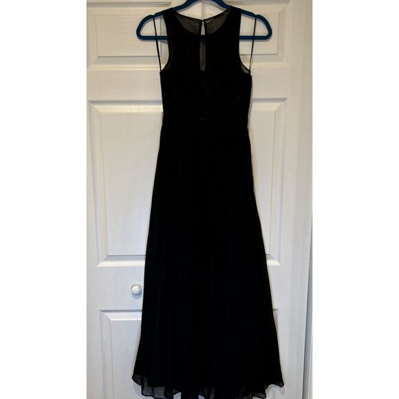 LuLus Prom Dress XXS I’m Flattered Black Embroider Maxi Pleated Skirt Sheer Top‎ - Picture 3 of 11